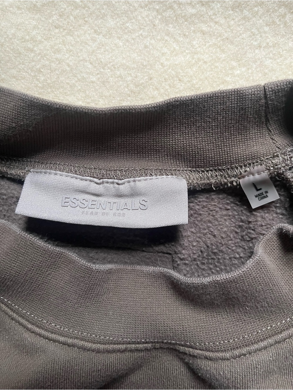 ESSENTIALS Men’s Crewneck Sweatshirt in Taupe, Large